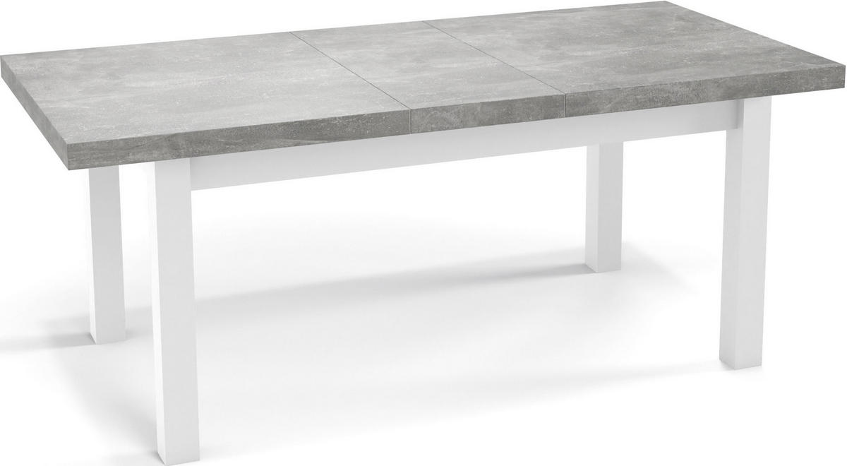 ESSTISCH Avena rechteckig ausziehbar, Grauer Beton 200/100/78 - Hellgrau/Weiß, Holz/Holzwerkstoff (100/300/78cm) - WFL GROUP