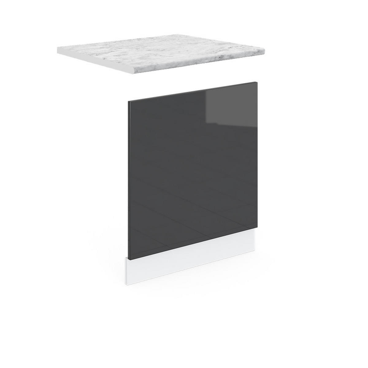 FRONTBLENDE R-Line Anthrazit 60 cm, AP Marmor - Schwarz Hochglanz/Anthrazit, Holzwerkstoff (60/57.2/1.6cm) - Vicco