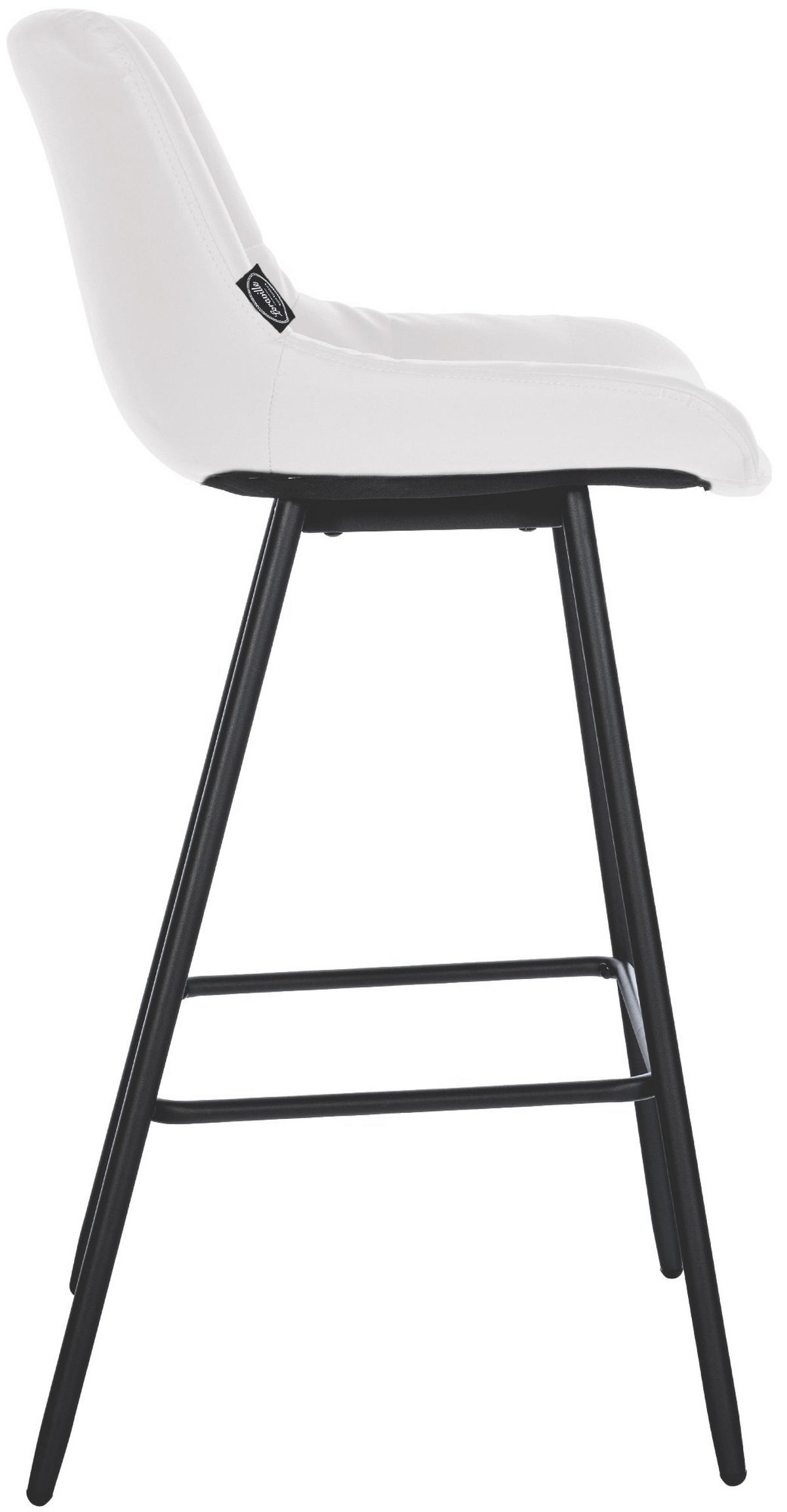 BARHOCKER Lederlook weiß - Schwarz/Weiß, Textil/Metall (49/104/56cm) - CLP