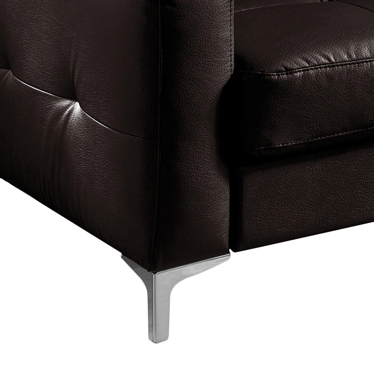 ECKSOFA mit Longchair - Echtleder - Dunkelbraun, Leder (239/207cm) - home24