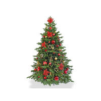 WEIHNACHTSBAUM künstlicher 150 cm, WEIHNACHTSSTERNE, mit 106-teiligem Weihnachtsbaumschmuck, inkl. Metallständer und Aufbewahrungsbox - Rot/Goldfarben, Kunststoff/Metall (104/150cm) - LAALU