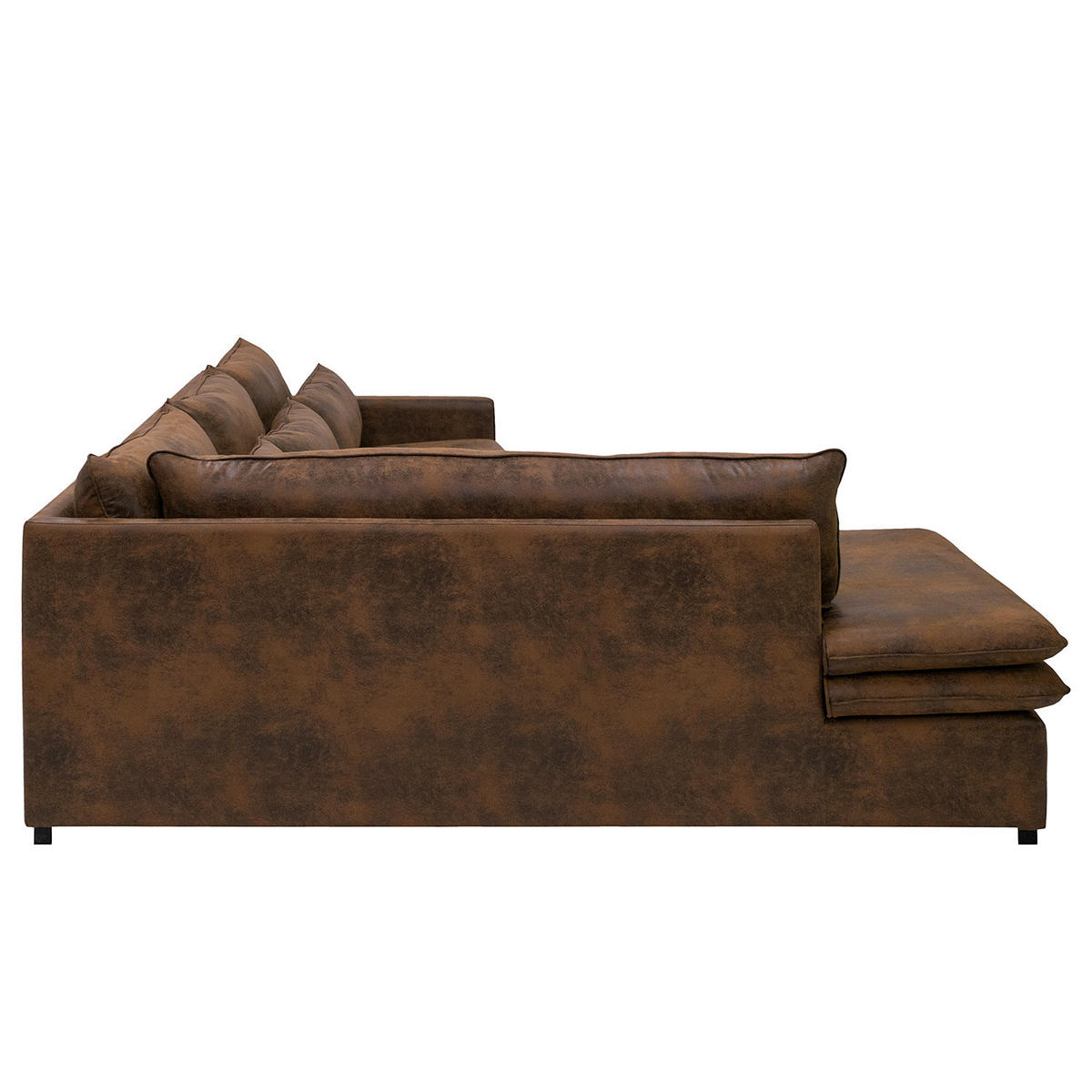 ECKSOFA mit Ottomane - Dunkelbraun/Braun, Buchenholz/Textil (299/216cm) - home24
