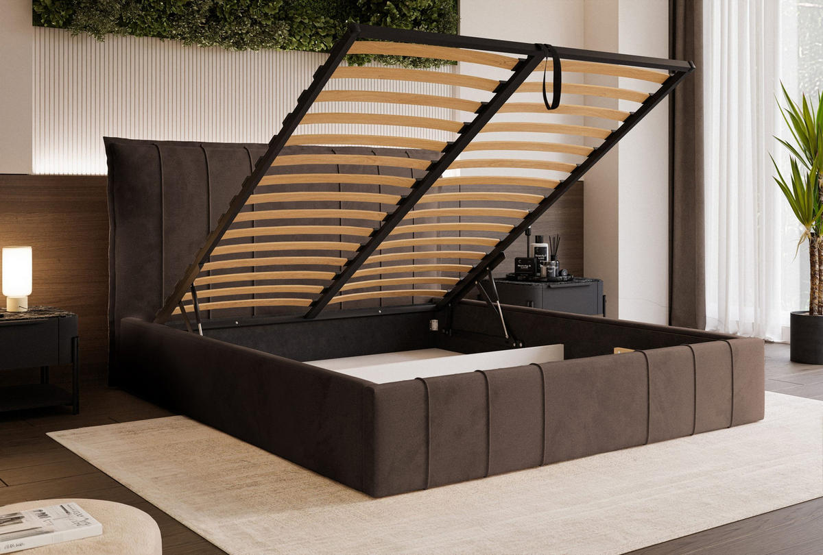 POLSTERBETT Acate 160x200 cm, Braun - Braun, Textil (160/200cm) - Fedve