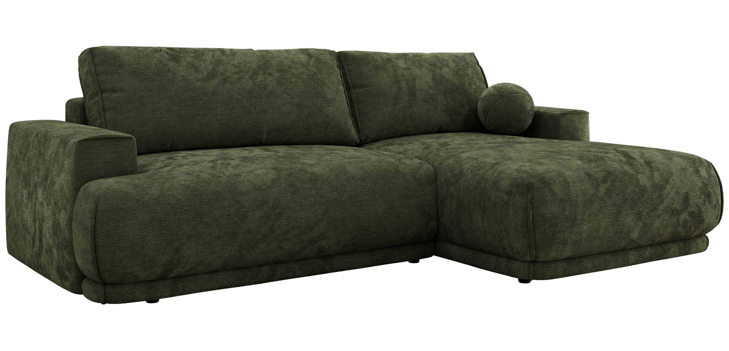 ECKSCHLAFSOFA RINA L Dunkelgrün Schenille glatt - rechts - Dunkelgrün/Schwarz, Kunststoff/Textil (170/267cm) - MKS