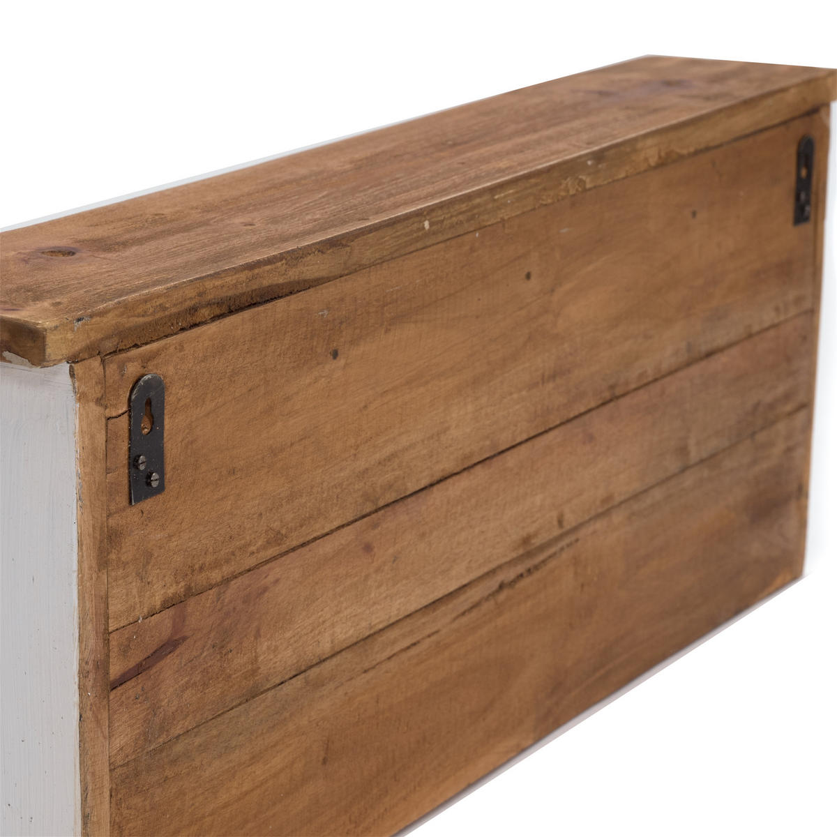 WANDGARDEROBE VINTAGE 70 Recyclingholz massiv, 4 Doppelhaken, 4 Fächer, Ablage 06 weiß-landhaus - Weiß, Holz (70/27/11cm) - DESIGN DELIGHTS