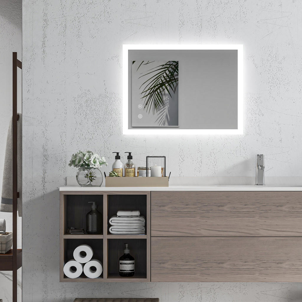 Thumbnail - Kleankin Badspiegel,, Silber, Glas, 50x3x70 cm, Badezimmer, Badezimmerspiegel, Badspiegel