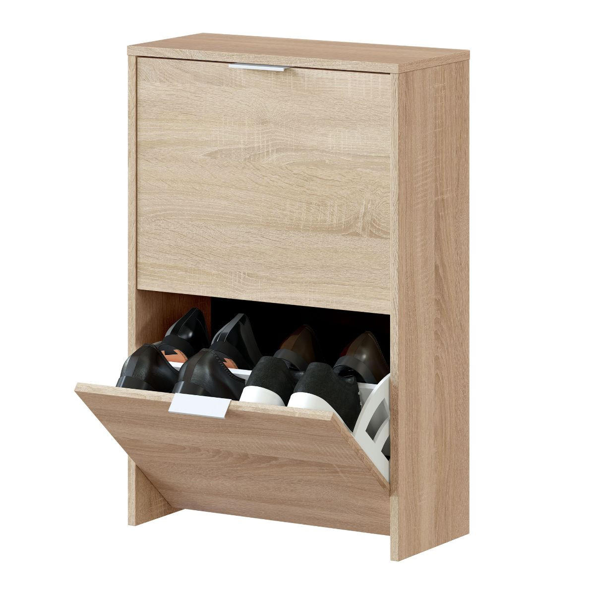 SCHUHSCHRANK mit 2 Klappen Zapateros - L50 cm - Eschefarben, Holzwerkstoff (22/76/50cm) - Calicosy