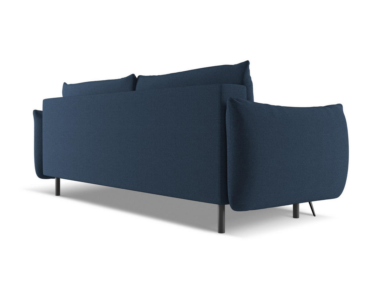 3-SITZER SOFA mit Schlaffunktion Chenille Stoff Blau - Blau/Schwarz, Textil/Metall (230/86/105cm) - Makamii