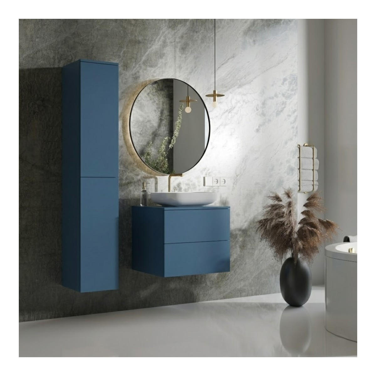 BADMÖBEL-SET Color Meeresblau 2-Teilig (2S 60 + 2D 160) - Dunkelblau, Holzwerkstoff (90/160/45cm) - mzm24