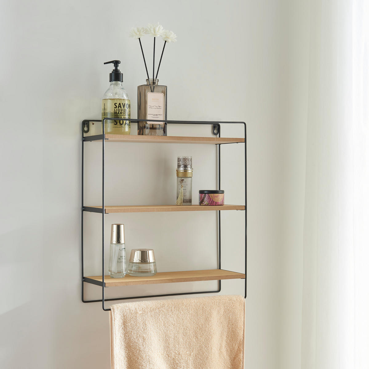 WANDREGAL Skovbo - Schwarz/Braun, Holzwerkstoff/Metall (37.5/43/11cm) - [en.casa]