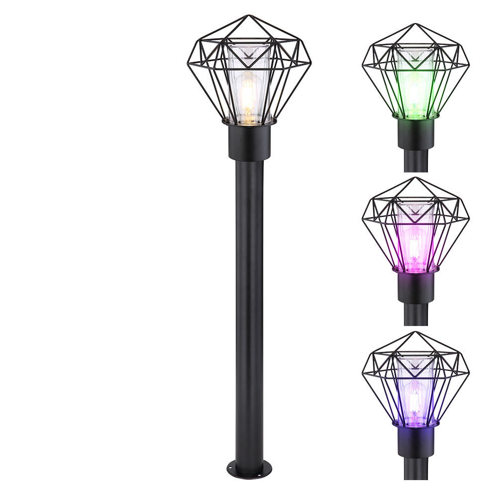 LED STEHLEUCHTE HORACE Edelstahl Schwarz - Schwarz, Metall (22.5/25.5/100cm) - Globo Lighting