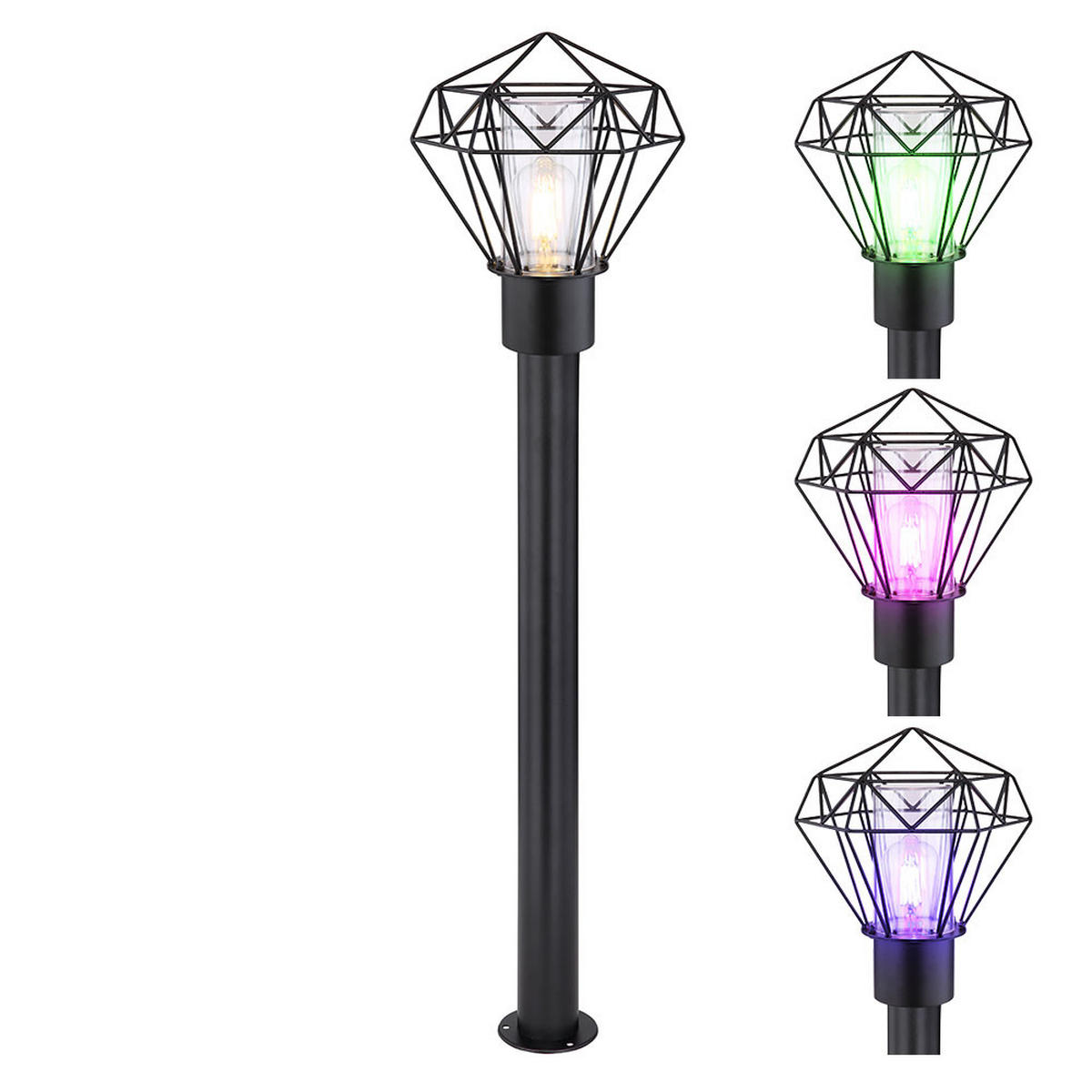 LED STEHLEUCHTE HORACE Edelstahl Schwarz - Schwarz, Metall (22.5/25.5/100cm) - Globo Lighting