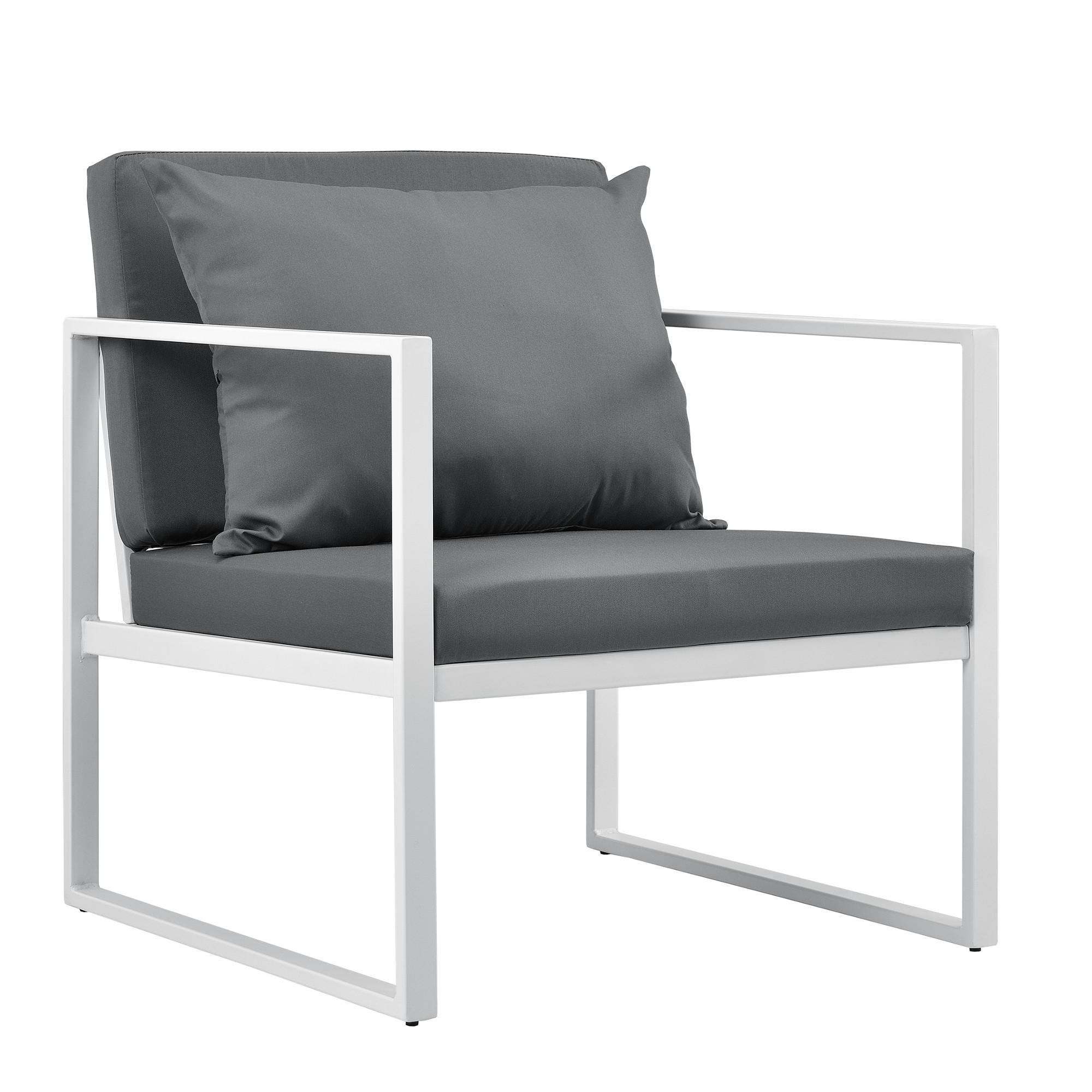 GARTENSTUHL-SET 2 TLG. Lerum - Hellgrau/Weiß, Textil/Metall (60/70/60cm) - casa.pro