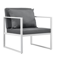 GARTENSTUHL-SET 2 TLG. Lerum - Hellgrau/Weiß, Textil/Metall (60/70/60cm) - casa.pro