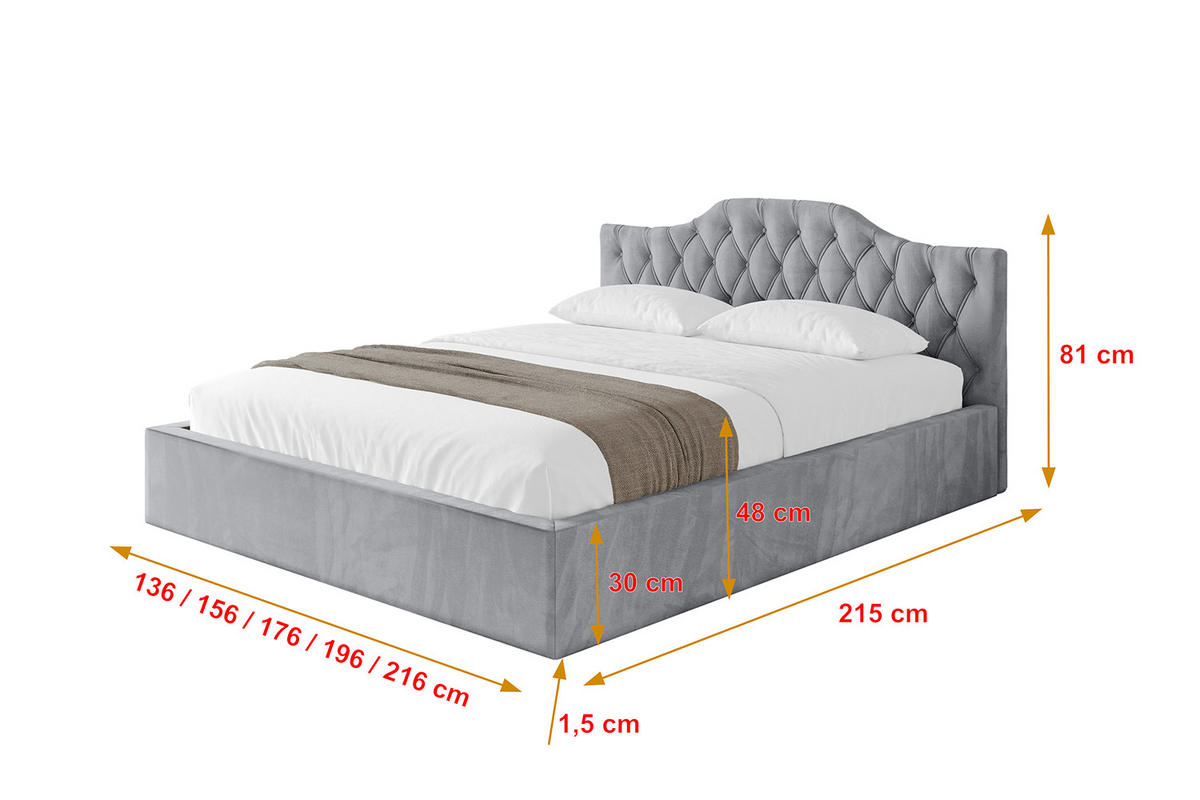 POLSTERBETT mit Bettkasten und Lattenrost, Bett mit Matratze H3/H4 - FALIO-V1 180x200 Hellgrau - Hellgrau, Holzwerkstoff/Textil (180/200cm) - ALTDECOR