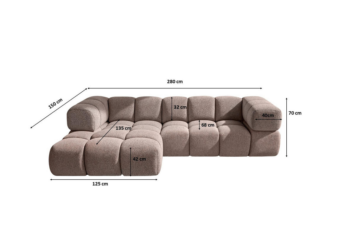 ECKSOFA L-Form Averro, stoff Puente, Purpur, Links - Lila, Holz (280/150cm) - Kaiser Möbel