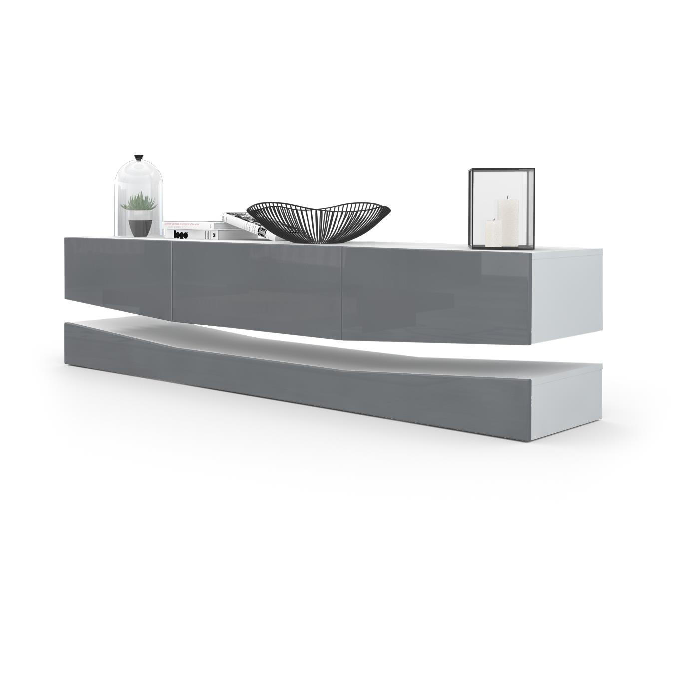 Vladon Lowboard Grau 178x48x39 cm