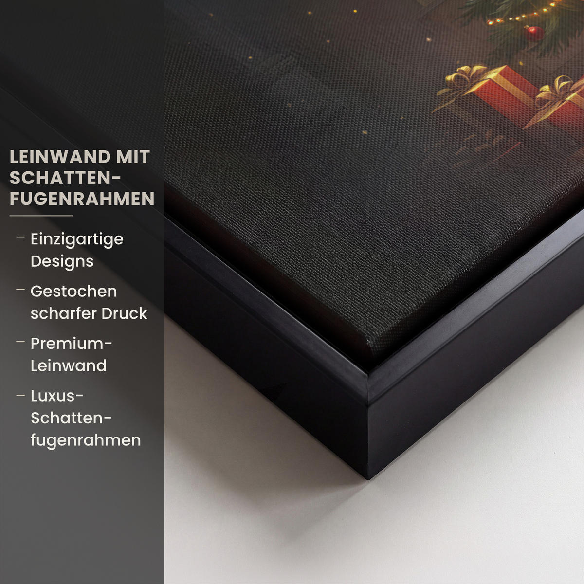 LEINWAND Bilder mit Rahmen - Weihnachtsbaum - Geschenk - Winter - 30x20 - Grün, Textil (30/20cm) - MuchoWow