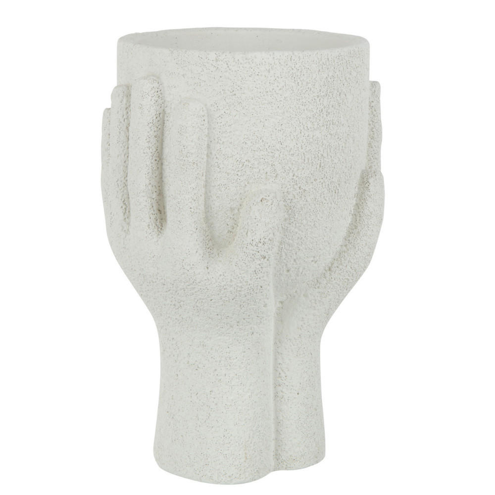 BLUMENTOPF HÄNDE - Zement - Weiß - L - Ø 14 cm - Weiß, Stein (14/24cm) - J-Line