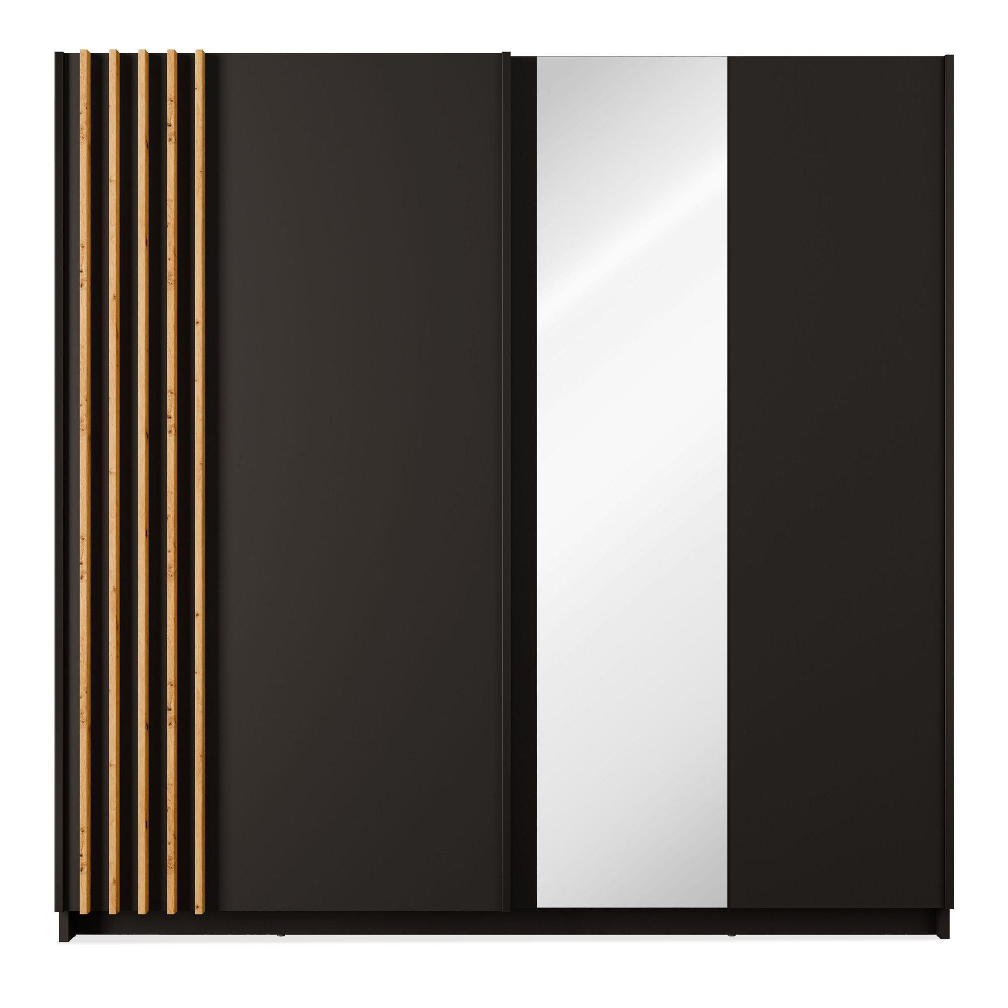 Konsimo® Schiebeschrank Schwarz, Eiche Artisan 200.2x198.5x62 cm