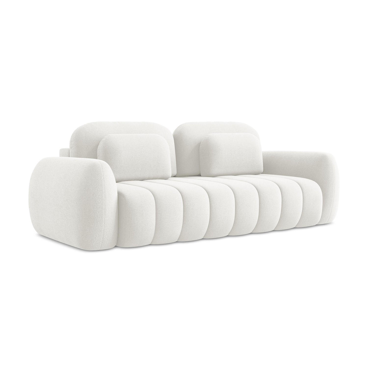 3-SITZER SOFA mit Schlaffunktion Bouclé Stoff Weiß - Schwarz/Weiß, Holzwerkstoff/Kunststoff (266/95/121cm) - LaMiaSofa