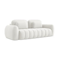 3-SITZER SOFA mit Schlaffunktion Bouclé Stoff Weiß - Schwarz/Weiß, Holzwerkstoff/Kunststoff (266/95/121cm) - LaMiaSofa