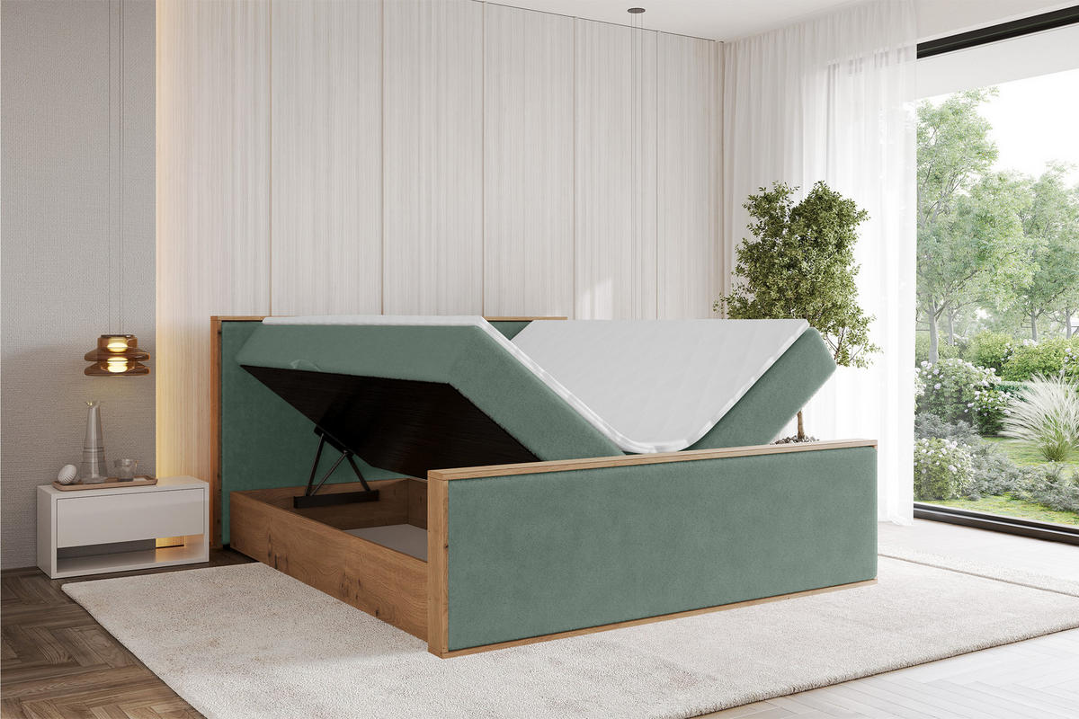 BOXBETT LOLLI9 -Z 160x200 - H3 Grün - Grün, Holzwerkstoff (160/200cm) - ALTDECOR