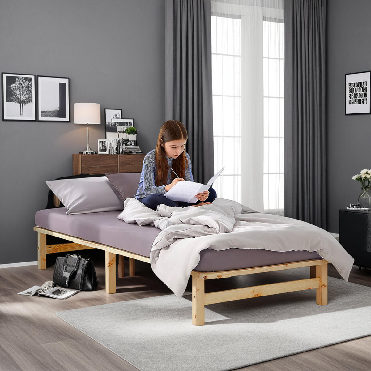 HOLZBETT 100/200 cm natur - Braun, Holz (100/200cm) - Homestyle4u