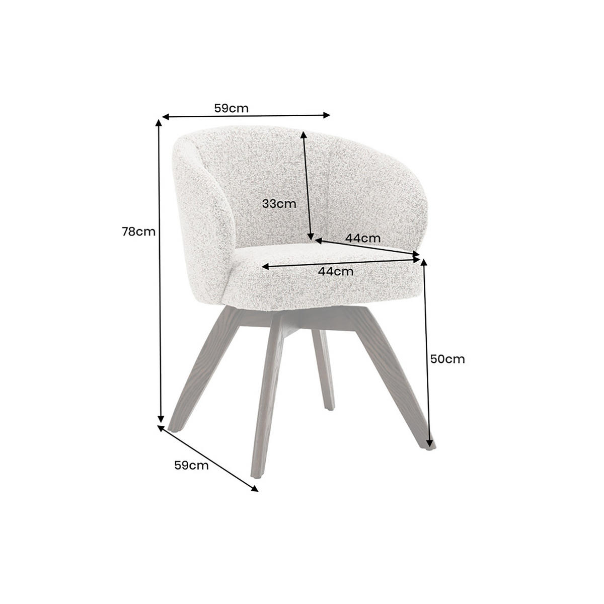 STUHL WALKÜRE Strukturstoff Beige 80 cm - Beige/Braun, Holz/Textil (59/78/59cm) - riess-ambiente