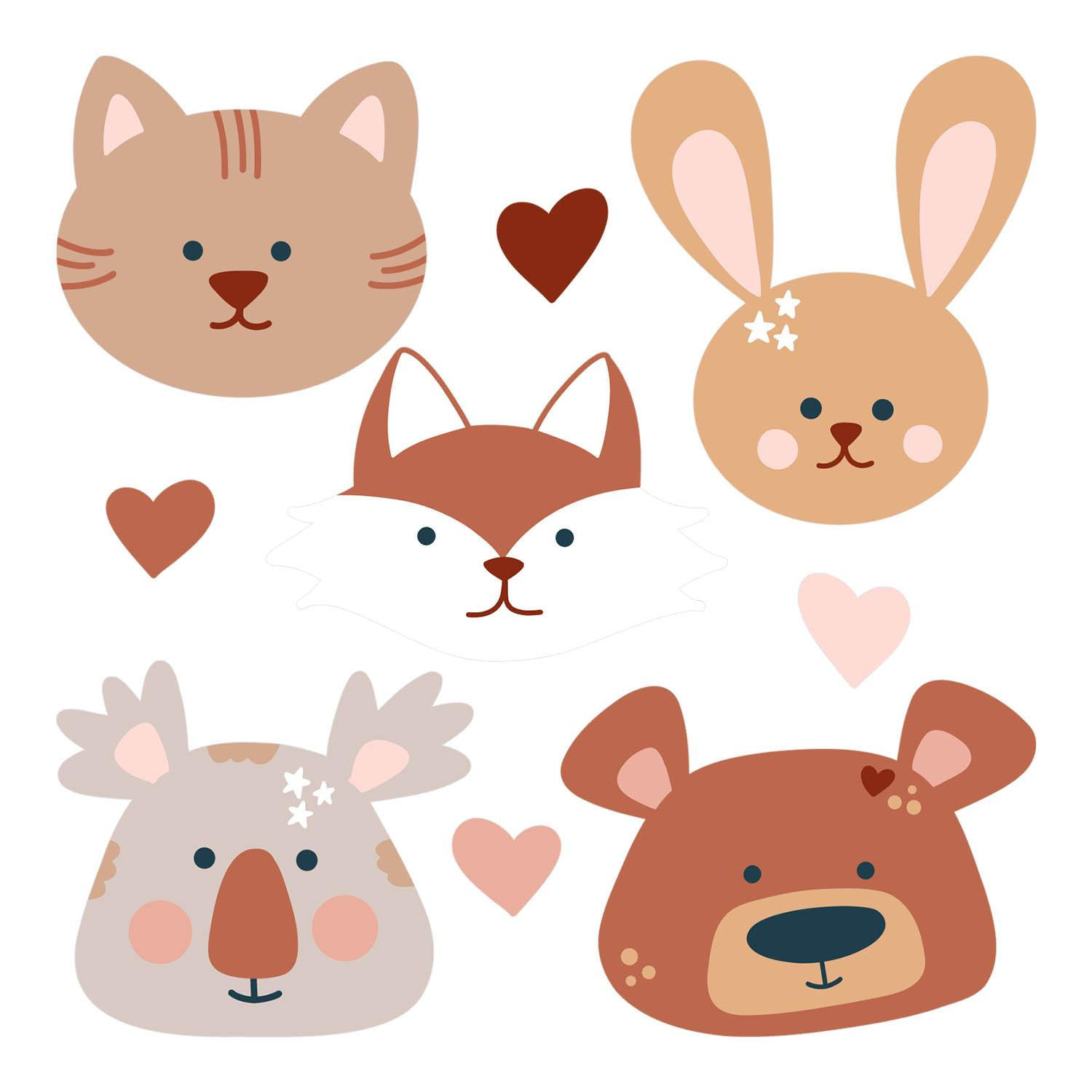 WANDAUFKLEBER 100x162cm - Illustration von Waldtieren - Multicolor, Kunststoff (100/162/0.1cm) - Wallfluent