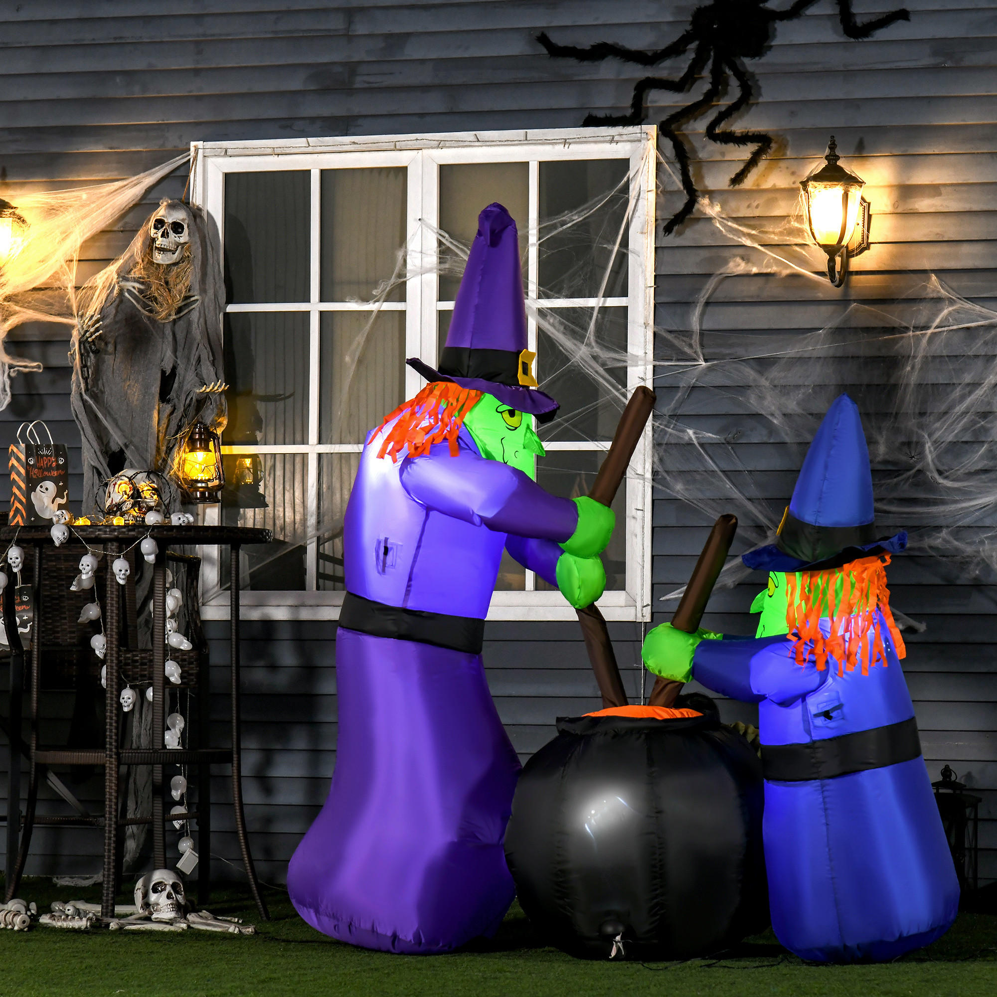 HALLOWEEN AUFBLASBARE HEXEN , Mehrfarbig, Polyester - Multicolor, Kunststoff (60/180/170cm) - HOMCOM
