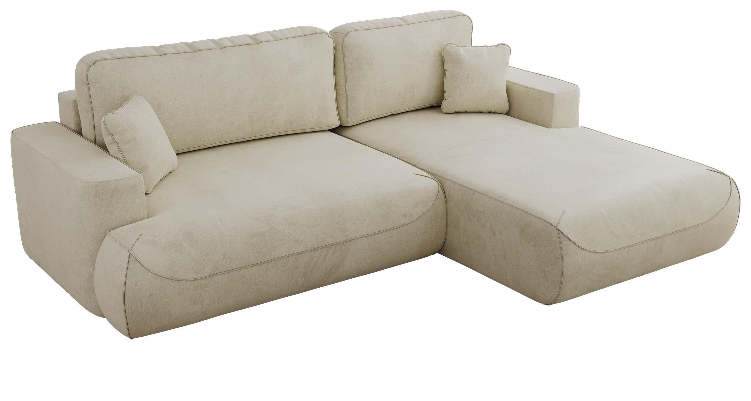 ECKSOFA OVO L Beige Velvet - Rechts Seite - Beige/Schwarz, Kunststoff/Textil (195/271cm) - MKS