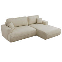 ECKSOFA OVO L Beige Velvet - Rechts Seite - Beige/Schwarz, Kunststoff/Textil (195/271cm) - MKS