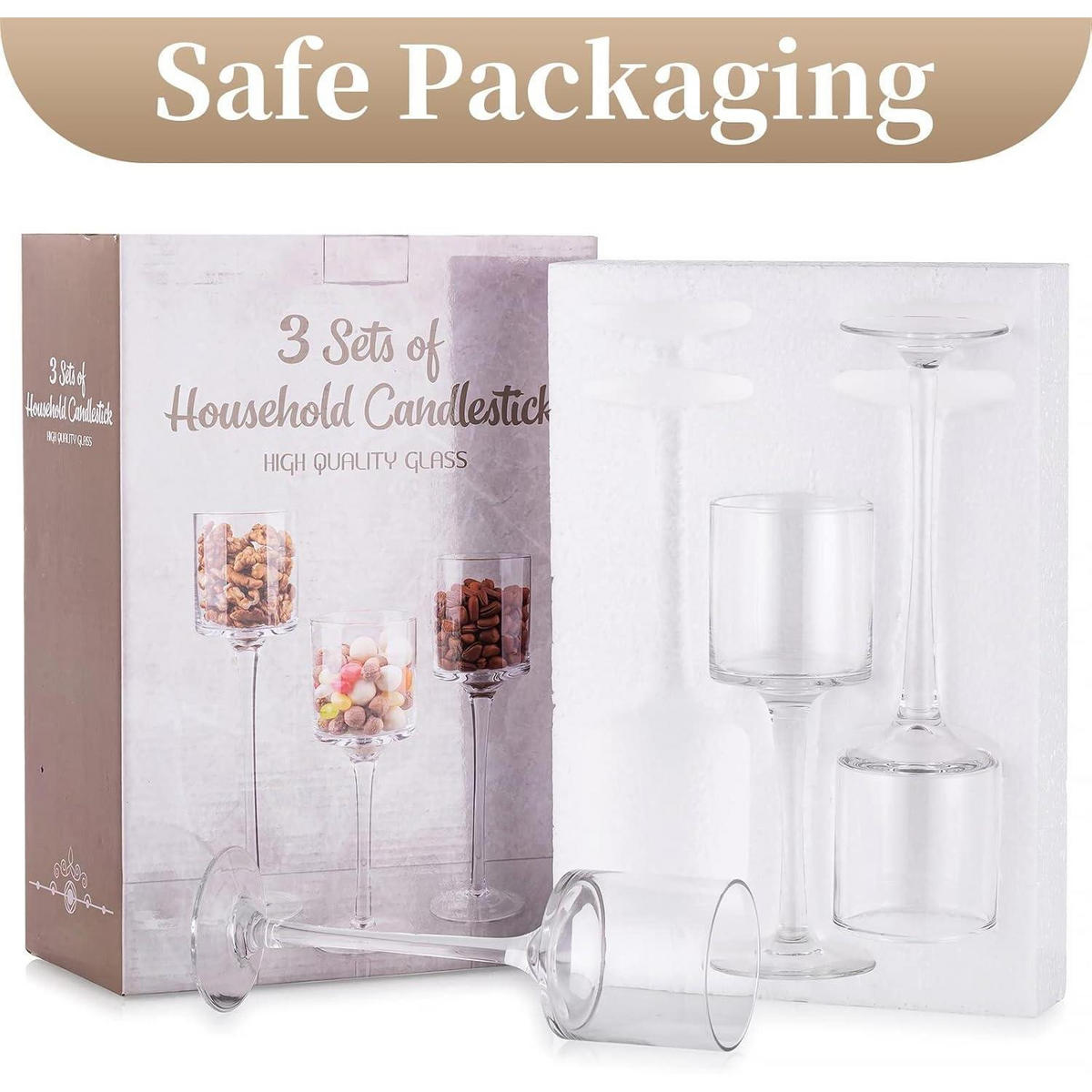 KERZENSTÄNDER 30-teiliges Set Glas 20 cm 23 cm 26 cm - Transparent, Glas (7/23/7cm)