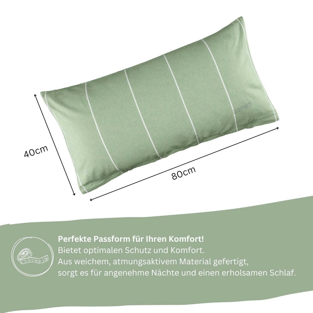 RENFORCÉ KISSENBEZÜGE HARPLINES - Grün, Textil (40/80cm) - Esprit
