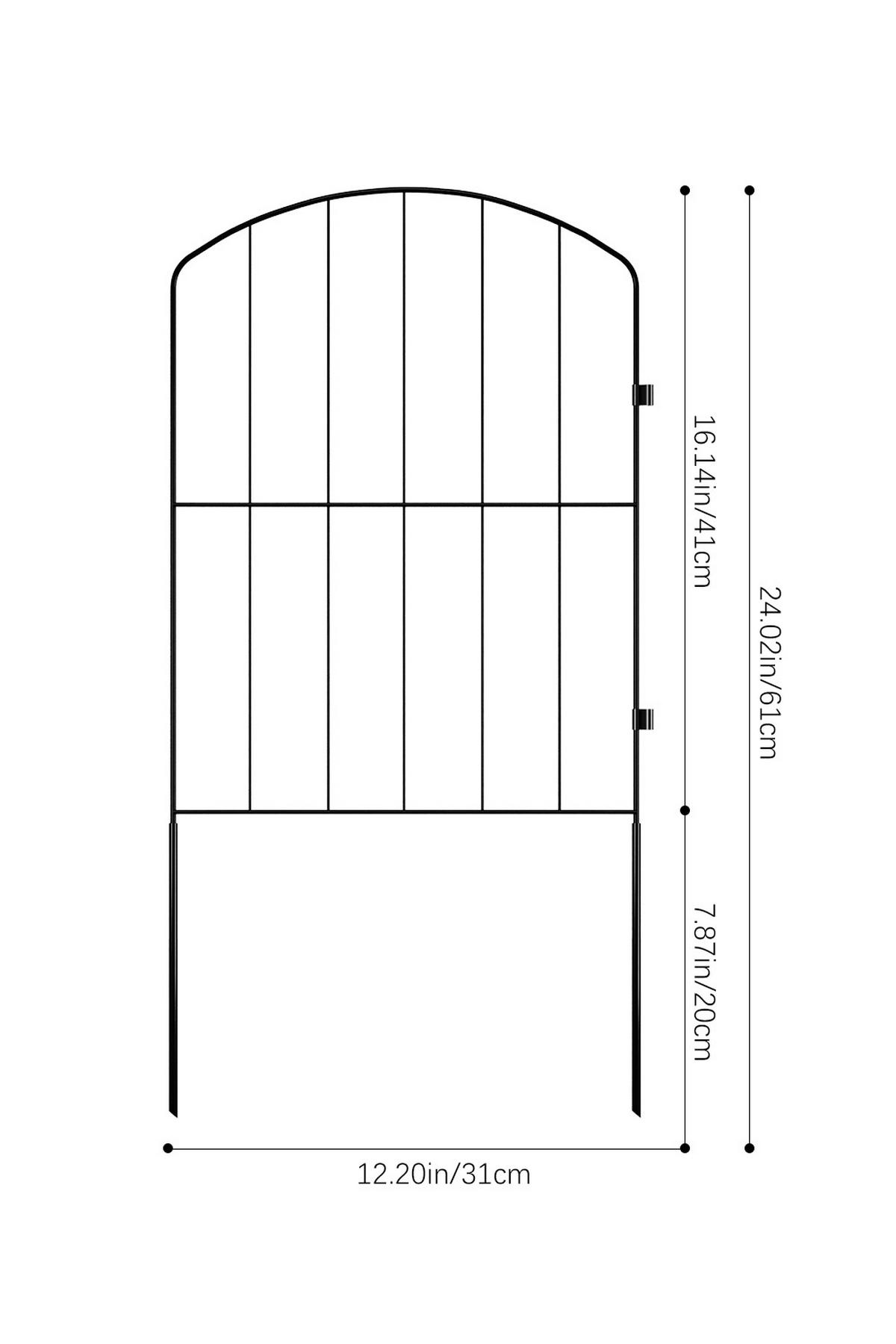 GARTENZAUN 25Stück aus Metall in Schwarz Abnehmbares Design Robuste Metallkonstruktion je Paneel: 31 cm B × 61 cm H - Schwarz, Metall (31cm) - Livingandhome