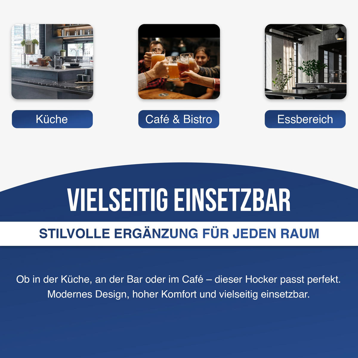 BARHOCKER 4er Set Marineblaues Velours, Gepolsterte Rückenlehne, Bequem Und Modernes Design Für Die Küche Oder Die Theke - Blau, Textil (46/104/33cm) - Best For Home