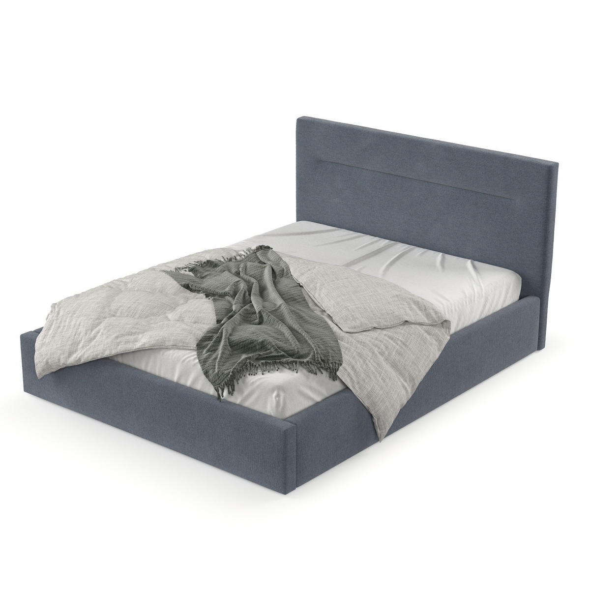 POLSTERBETT Liline 160/200 cm Blau im Asti Stoff - Blau/Schwarz, Holz/Holzwerkstoff (160/200cm) - AltaBeds