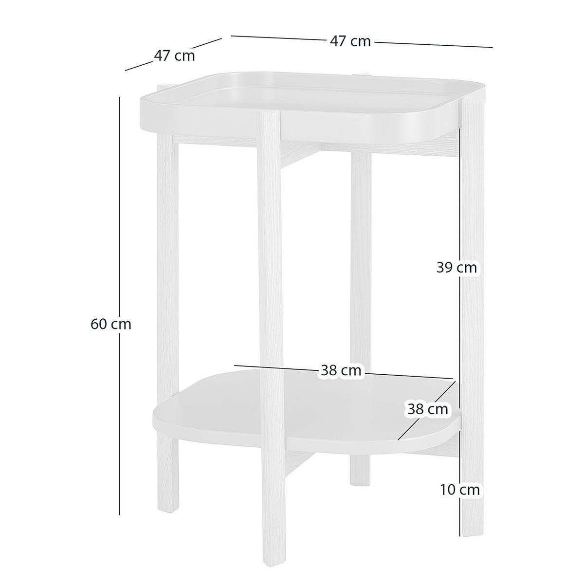 BEISTELLTISCH - Eiche massiv / MDF - Blaugrau/Schwarz, Holz/Holzwerkstoff (47/47/60cm) - home24