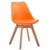STUHL Lederlook orange - Eukalyptusholzfarben/Orange, Holz/Textil (48/84/41.5cm) - CLP