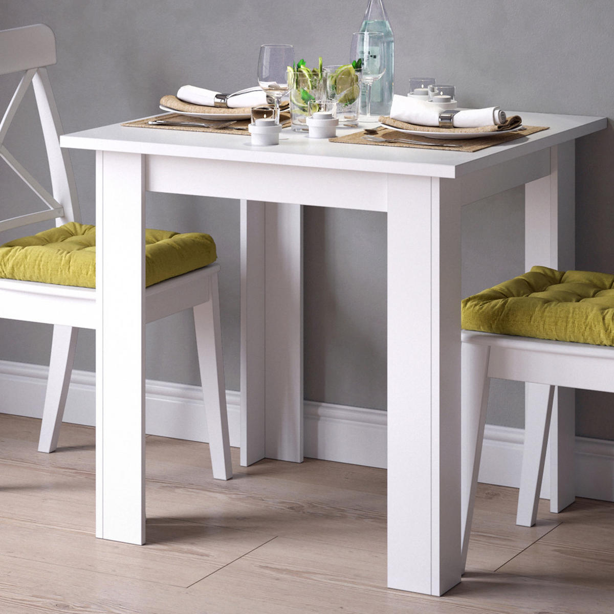 ESSTISCH Karlos Weiß 80 x 80 cm - Weiß, Holzwerkstoff (80/80/76.6cm) - Vicco