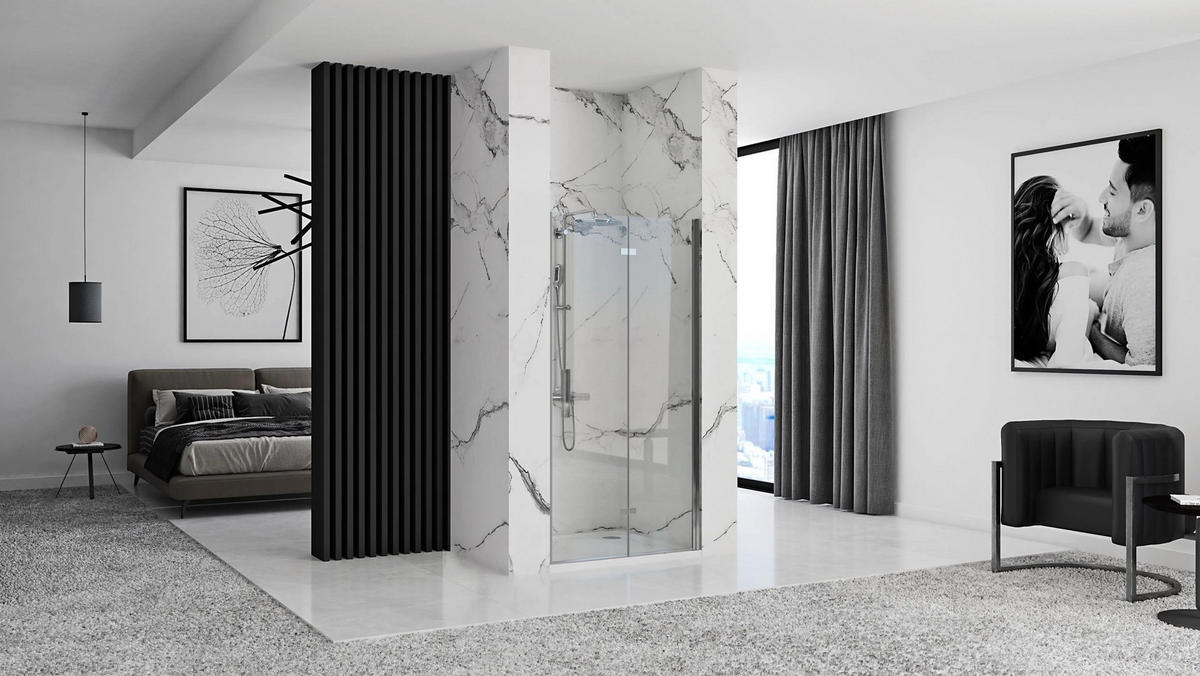 DUSCHTÜR Rea Molier Chrom+ Profil 90 - Chromfarben, Glas (90/190cm) - REA