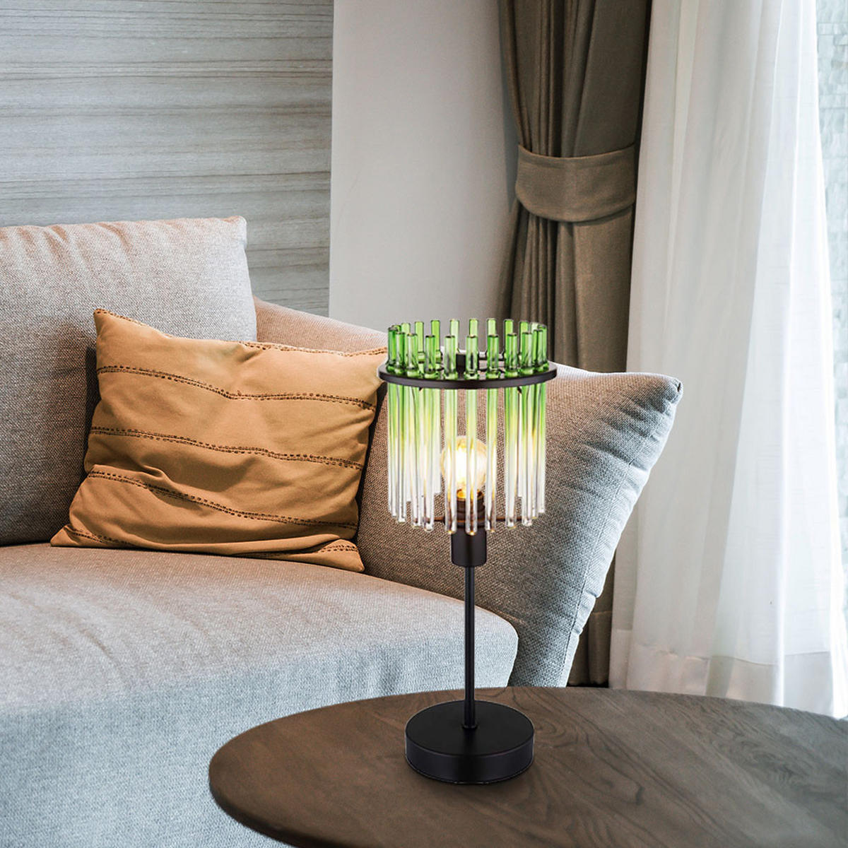 TISCHLEUCHTE GORLEY Metall Grün - Grün, Glas (15/15/37.5cm) - Globo Lighting