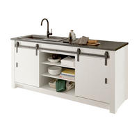 KÜCHENSCHRANK weiß Pinie, anthrazit Landhaus, Küche Unterschrank für Spüle oder Kochfeld cm 200 cm - Anthrazit/Schwarz, Holzwerkstoff/Metall (201/93/64cm) - Furn.Design