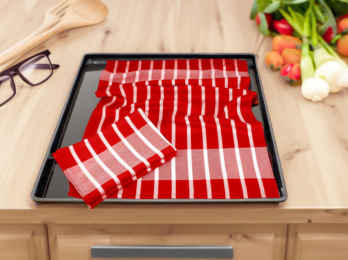 GESCHIRRTÜCHER 50x70 cm, 6er Set, Lüttich Rot - Weiß - Rot/Weiß, Textil (50/70cm) - Lashuma