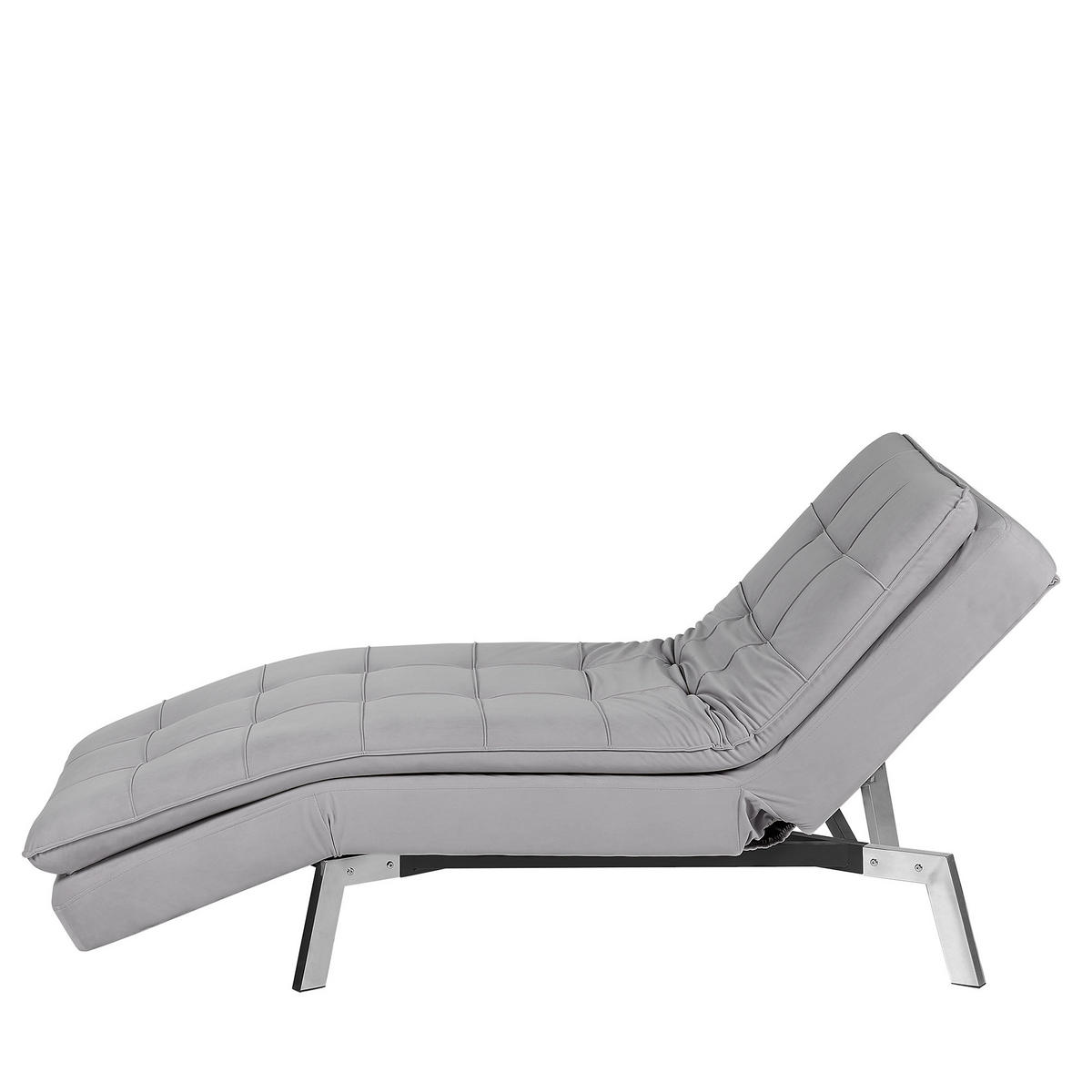 RELAXLIEGE Samtstoff hellgrau verstellbar Loiret - Silberfarben/Grau, Textil (179/93/76cm) - Beliani