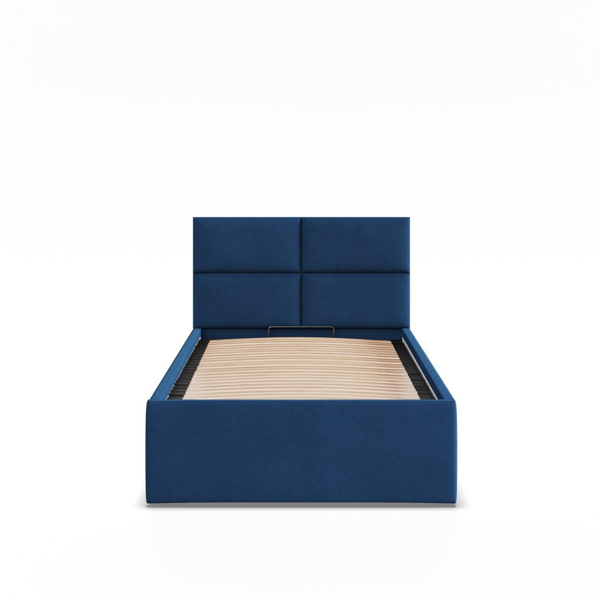 POLSTERBETT MIT KOPFTEIL 90x200 mit Bettkasten BORGO, Blau - Dunkelblau, Textil (90/200cm) - Mebligo