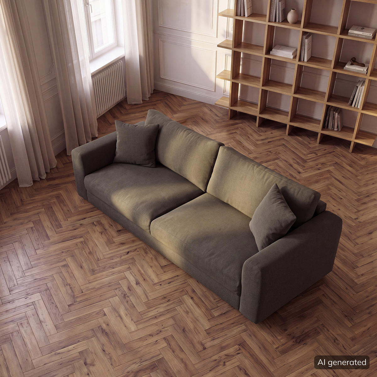 3-SITZER SOFA - Schwarz/Grau, Holz/Kunststoff (238/79/106cm) - home24