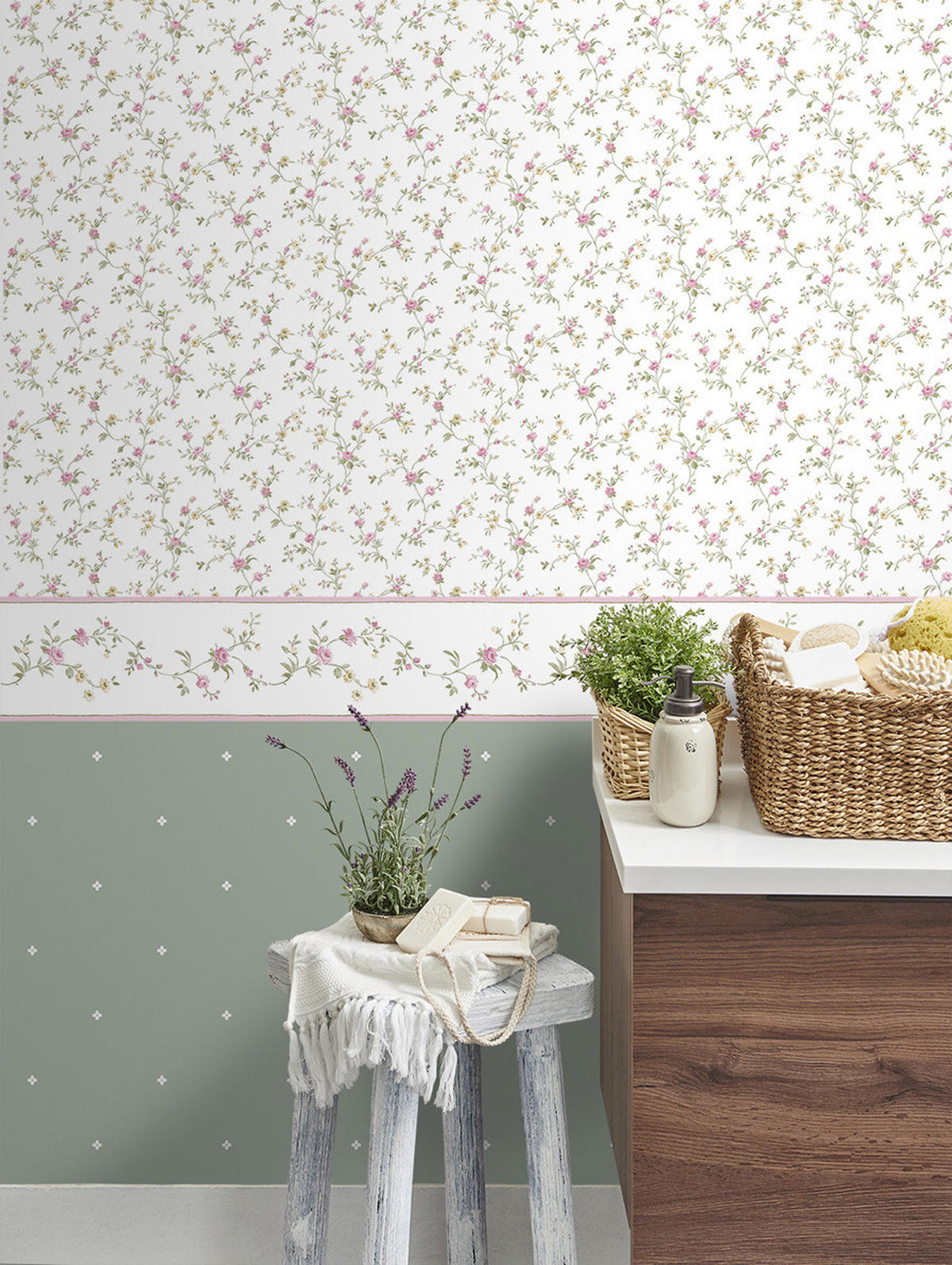 TAPETE Blumen 53 cm x 10 m - Pink, Papier (53/0.1cm) - Sanders & Sanders