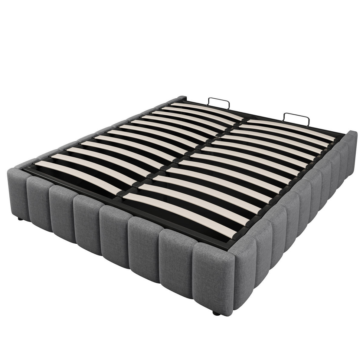 POLSTERBETT 140/200 cm mit Bettkasten in Grau – ohne Kopfteil, puristisches Design - Grau, Textil (140/200cm) - BEAOK